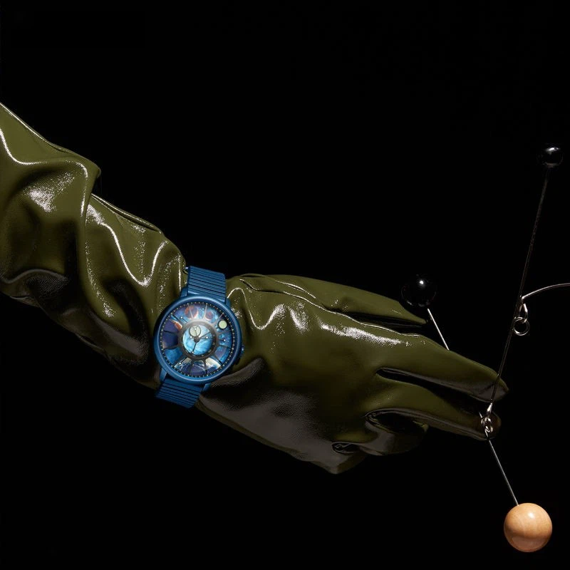 Watch Men Fashion Stainless Steel Mechanical Watch Moon Earth Dial Watch