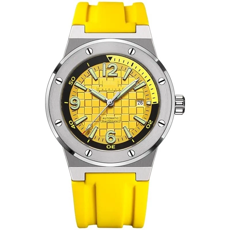 Gwylio Mecanyddol Dynion Gyda Chwaraeon Strap Rwber