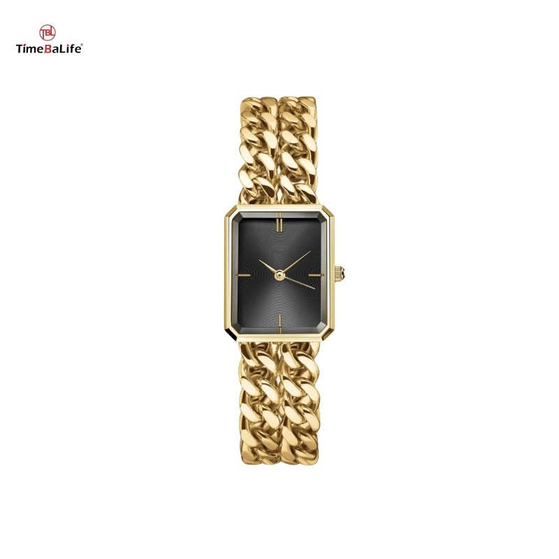 Cadwyn Ddwbl Gwylfa Moethus Merched Dur Aur Du