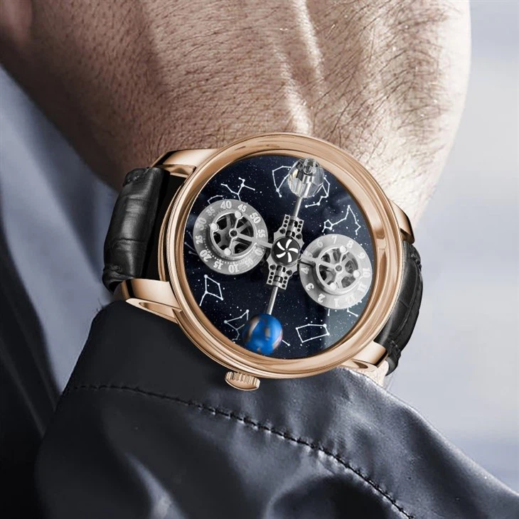 New Design Miyota 8215 Celestial Body Starry Mechanical Watch Sapphire Waterproof Men Golden Wrist Watches