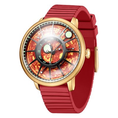 Gwylio Dynion Ffasiwn Dur Di-staen Mecanyddol Gwylio Moon Earth Dial Watch