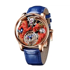 New Quartz Watch Factory Wristwatches Bling Crystal Rhinestone Watch Busnes dal dwr Sapphire Gwydr Dragon Hollowed Ou Gwylio Dynion Arddwrn