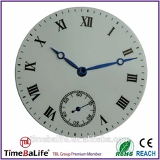 Logo OEM Rhifau Rhufeinig Argraffedig Trwchus 3D Deialu Gwylio Chronograff Poced Enamel Gwyn